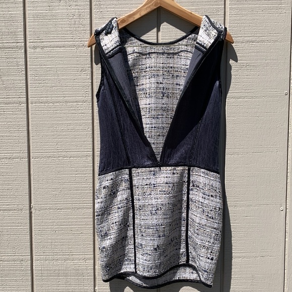 Theory Waldia Alluring Tweed Satin Panel Sheath Dress - Picture 10 of 13